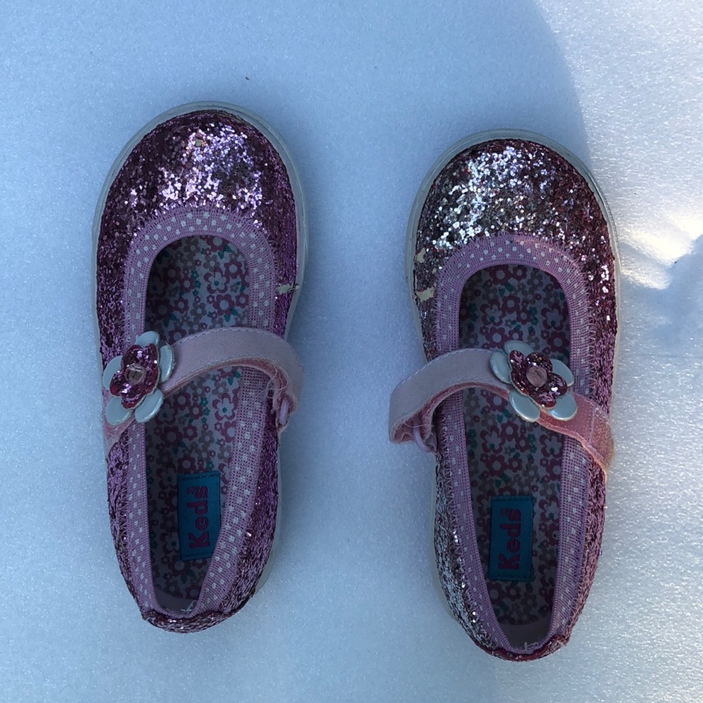Girls size 10 sparkly pink Keds shoes